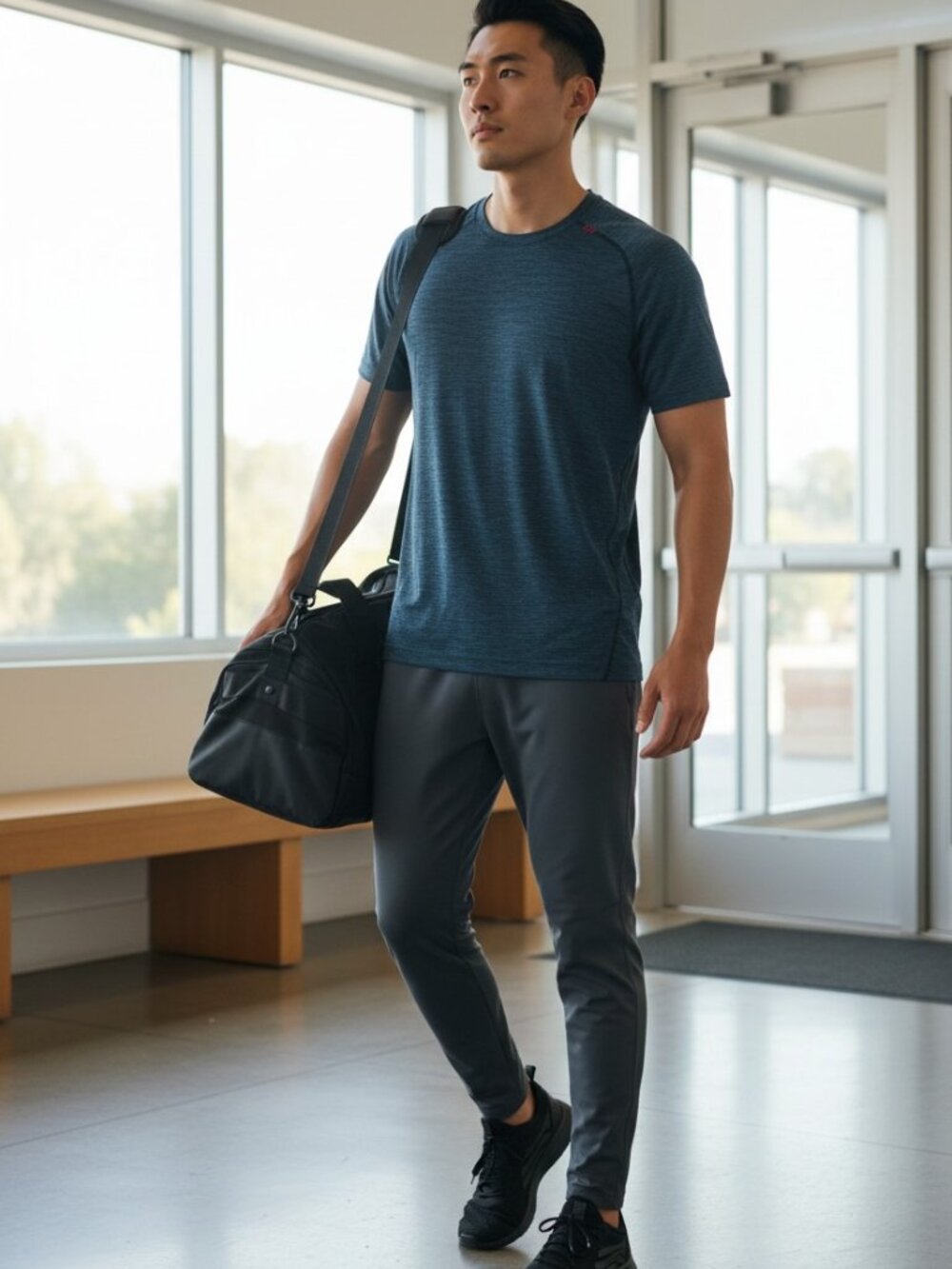 Lululemon Metal Vent Tech Short Sleeve Tee Men's S Heathered Blue Black Gym